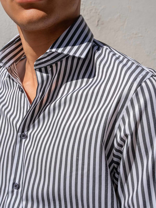 Long Sleeve Striped Shirt Black