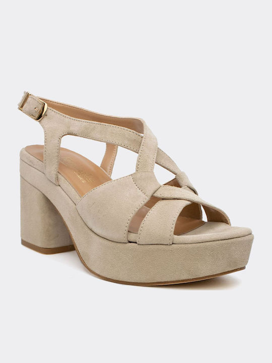 Damen Sandalen Mit Leder Beigen