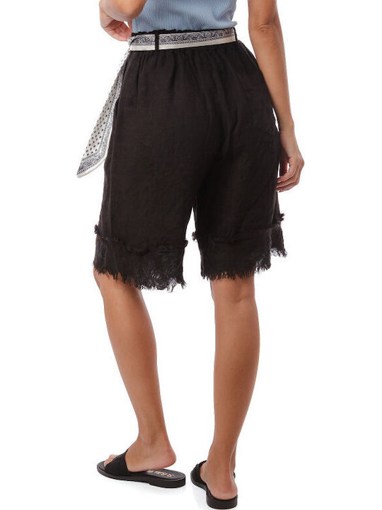 Women's Linen Bermuda Black