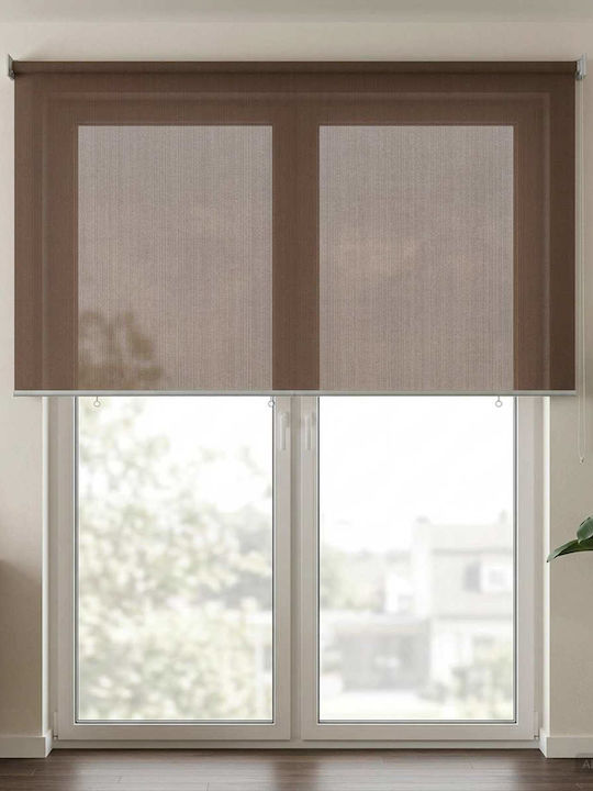vidaXL Πλαϊνό Ρολό Σκίασης Βεράντας με Led Καφέ 1.6x2.3m