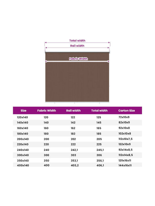 vidaXL Πλαϊνό Ρολό Σκίασης Βεράντας με Led Καφέ 1.6x2.3m