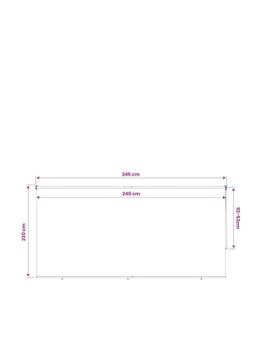 vidaXL Seitliches Sonnenschirm-Rolle für Terrasse mit blauen LEDs 2,45x2,3m