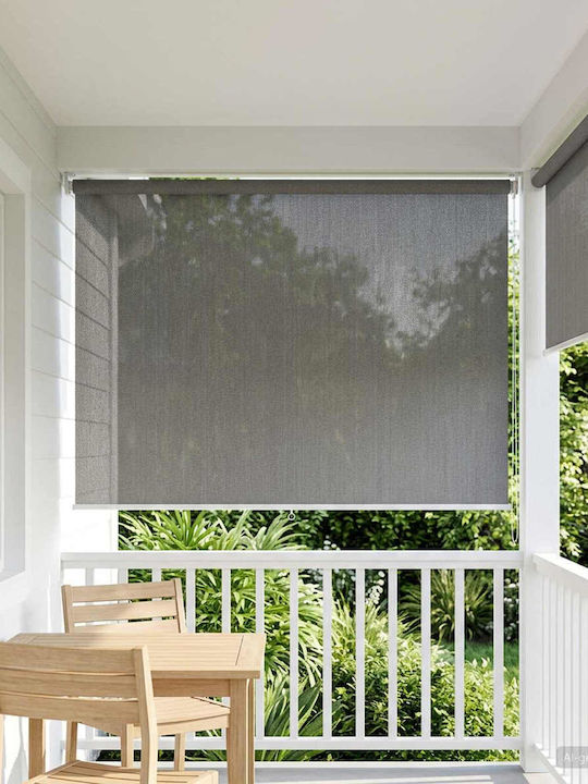vidaXL Side Sunshade Roller For Terrace With LEDs Grey 2.4x1.4m