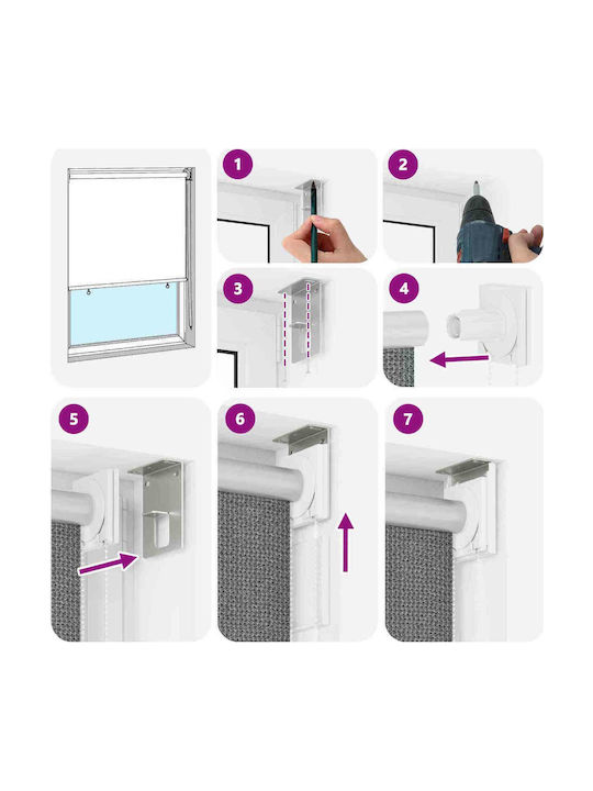 vidaXL Side Sunshade Roller For Terrace With LEDs Grey 2.4x1.4m
