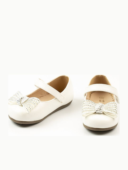 Kids Ballerinas with Hoop & Loop Closure White