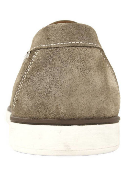 Suede Men's Loafers In Brown Color