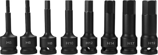 Kraft & Dele Ключове Гнезда Аерос С Каре HEX 1/2" Комплект 8 Броя