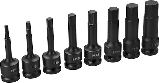 Kraft & Dele Ключове Гнезда Аерос С Каре HEX 1/2" Комплект 8 Броя