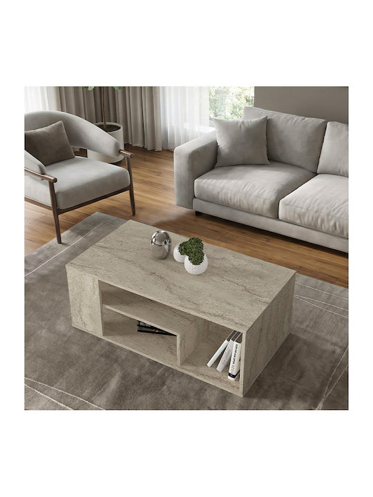 Ορθογώνιο Κεντρικό Τραπεζάκι Abdera Ξύλινο Travertine Μ110xΠ60xΥ42εκ.