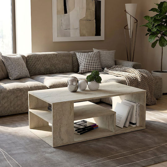 Правоъгълна Централна Кафе Маса Abdera Дървена Travertine М110xШ60xВ42см