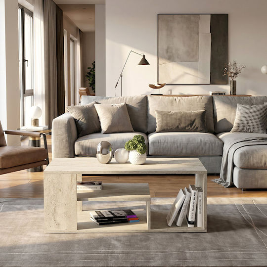 Правоъгълна Централна Кафе Маса Abdera Дървена Travertine М110xШ60xВ42см