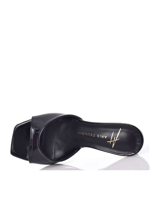 Mules From Patent Leather With High Heel In Black Colour
