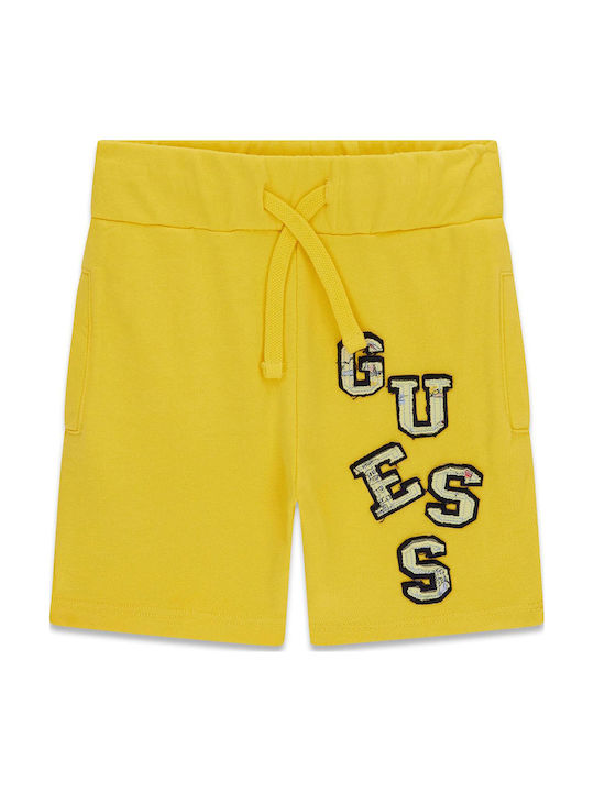 Guess Pantaloni Scurți/Bermude Tesătură Terry Galbeni