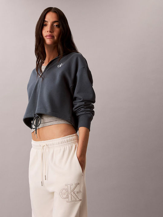 Cropped Women's Hoodie Sweatshirt Blue