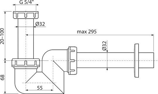Alcadrain Kunststoff Bodenablauf Siphon für Spülbecken mit Ausgang 32mm