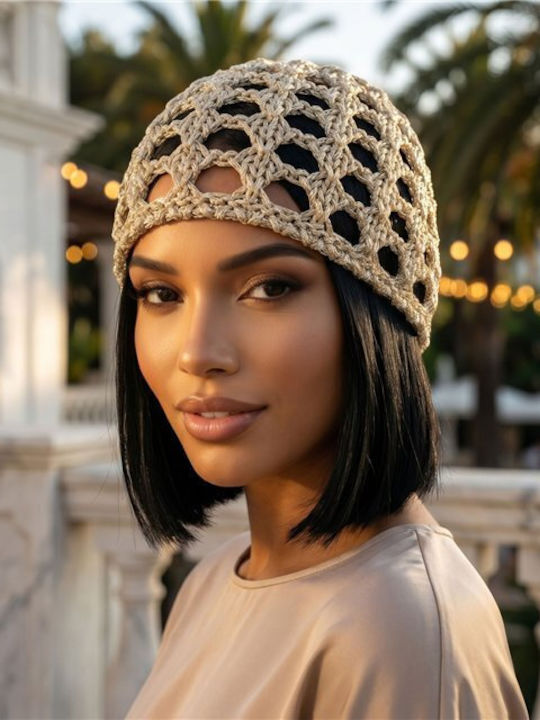 Unisex Beanie Strickmütze in Gold Farbe