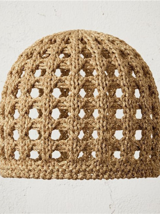 Unisex Beanie Strickmütze in Gold Farbe