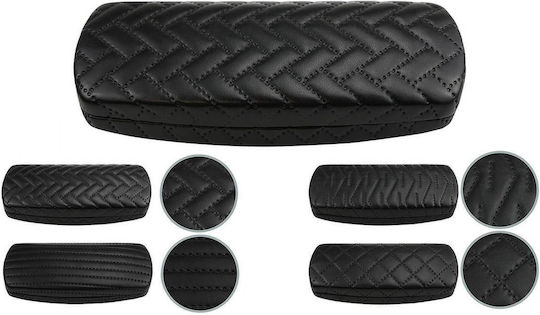 Black Quilted Glasses Case Zigzag Pattern Eco-leather Sthc-99b