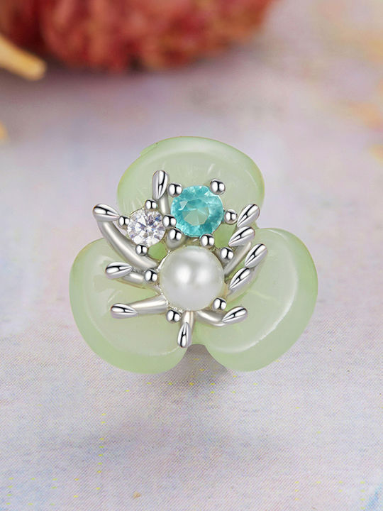 Pandora Charms Stopper Green Orchid 925 Silver Charms Trusky Pandora Charms Stopper Green Orchid 925 Silver Charms Trusky