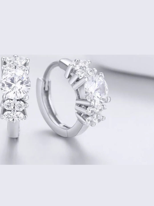 Silver Earrings Hoop Earrings Zirconia 925 Silver Earrings Trusky