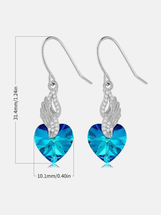 Silver Earrings Heart Wing Earrings 925 Silver