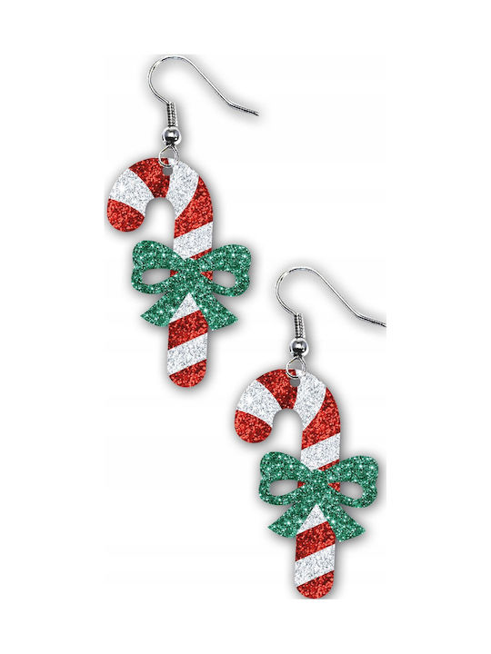 Guirca Christmas Hanging Candy Cane Earrings Bow 2pcs