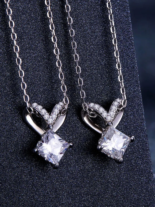 Silver Heart Necklace Cubic Zirconia Necklace Silver S925