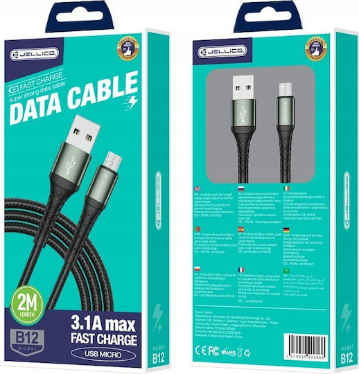 Jellico Reguläres USB 2.0 zu micro USB Kabel Schwarz 2m Stück