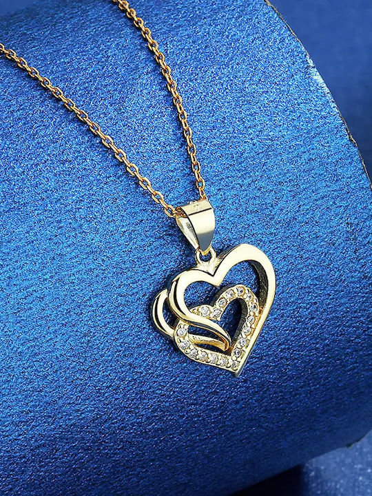 925 Silver Chain Necklace Two Hearts Trusky