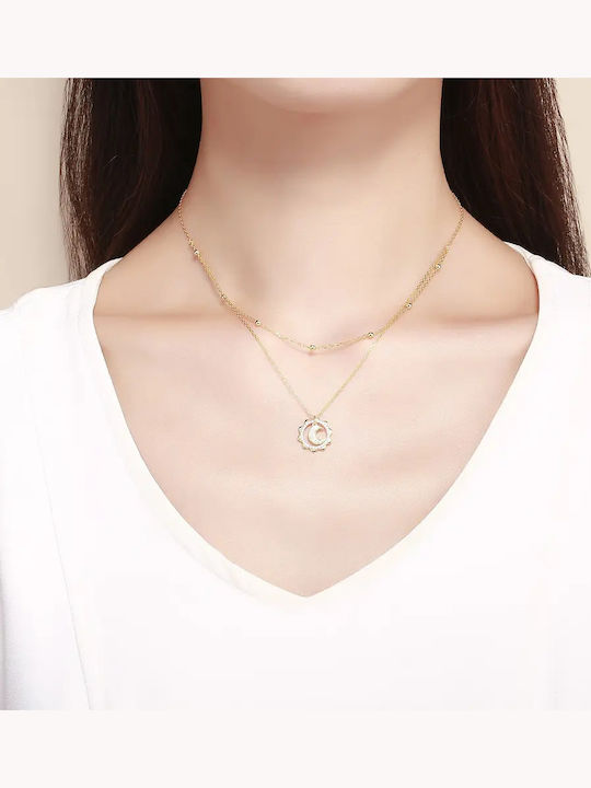 Trusky Gold Moon Necklace Silver Chain Necklace S925