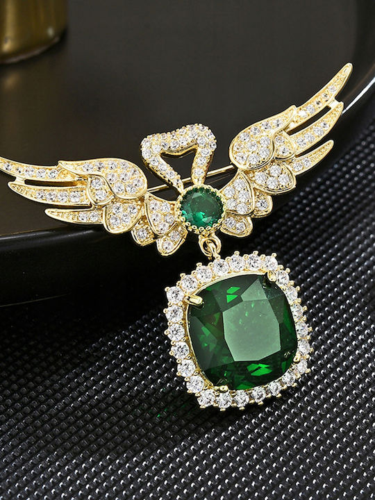 Pinets Stunning Wing Brooch Studded Cubic Zirconia