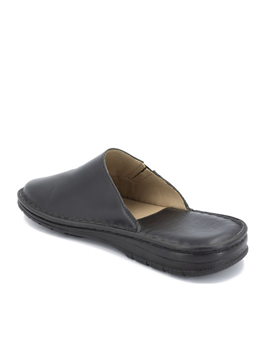 Leder Herren Hausschuhe Schwarz
