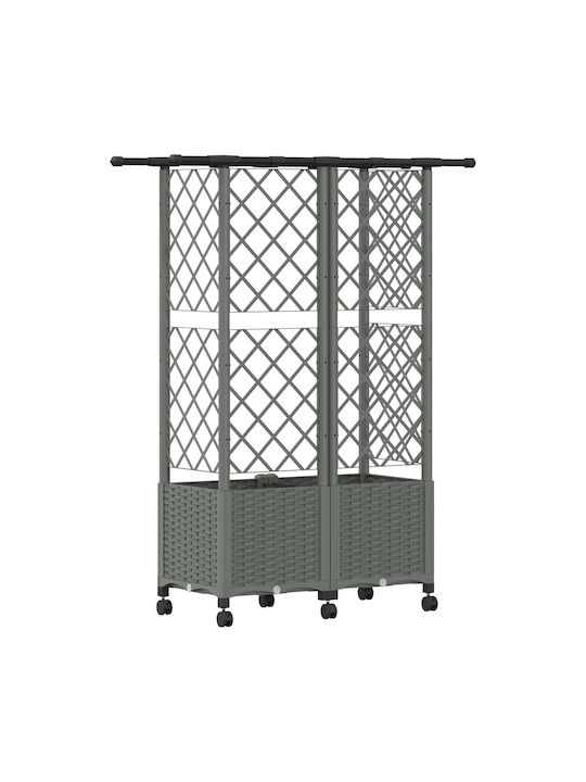 vidaXL Кутия За Саксии Пластмасова Светлосива 124x40x142см