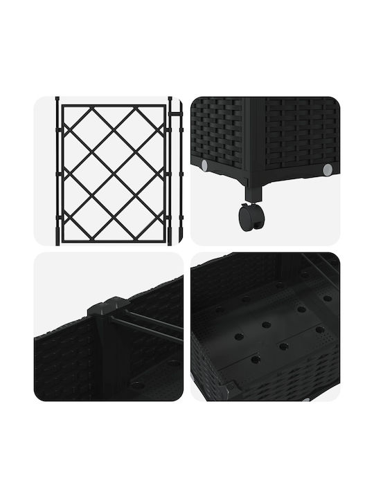 vidaXL Set 3 Planter Box-uri Din Plastic Negru