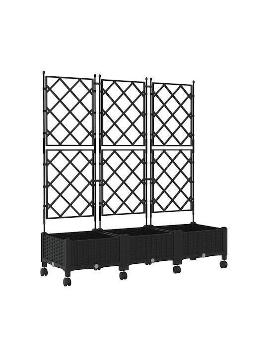 vidaXL Set 3 Planter Box-uri Din Plastic Negru
