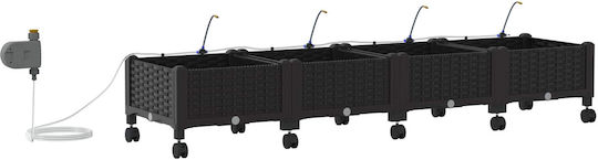 vidaXL Set of 4 Plastic Black Planter Boxes