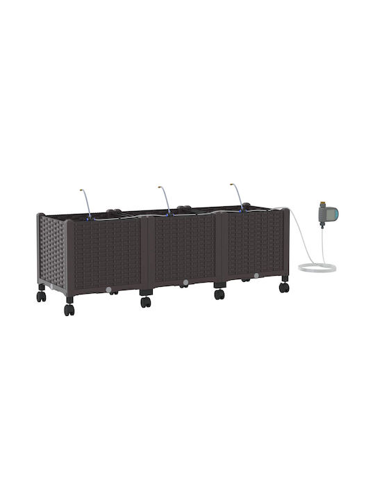 vidaXL Set 3 Planter Box-uri Din Plastic Maro