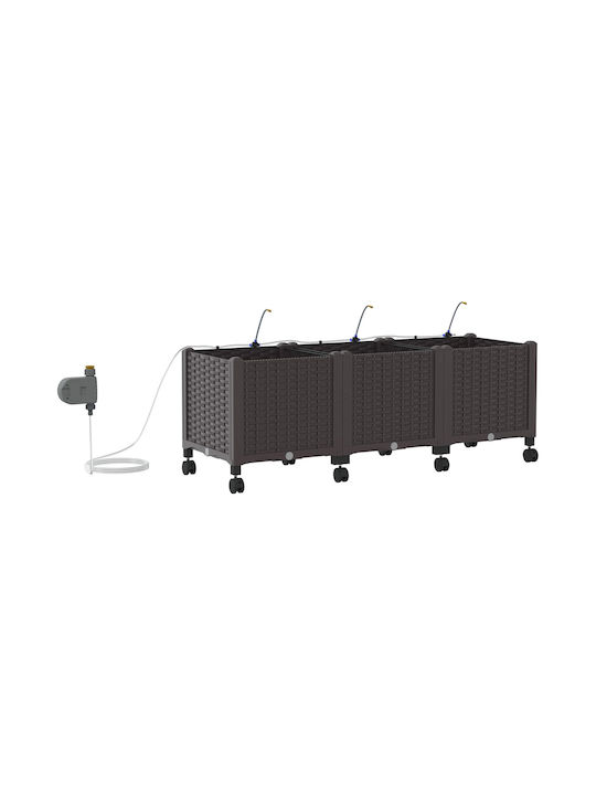 vidaXL Set 3 Planter Box-uri Din Plastic Maro