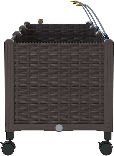 vidaXL Set of 3 Brown Plastic Planter Boxes