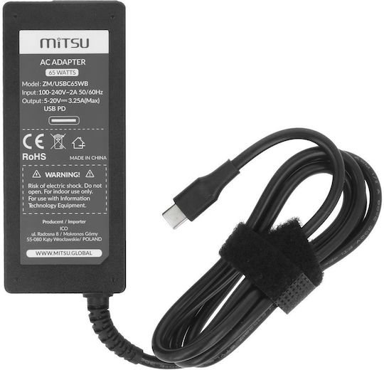 Mitsu USB-C Φορτιστής Laptop 65W