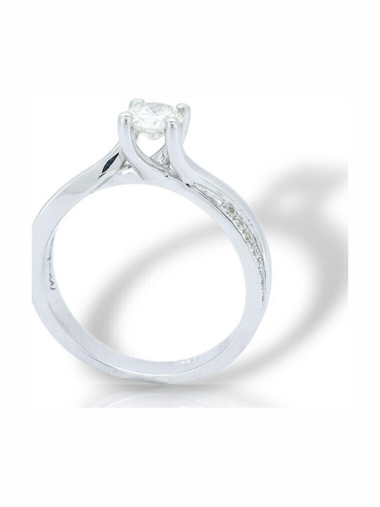 Mentzos Single Stone Ring In 18K White Gold With Diamond