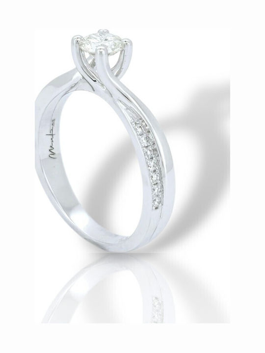 Mentzos Single Stone Ring In 18K White Gold With Diamond