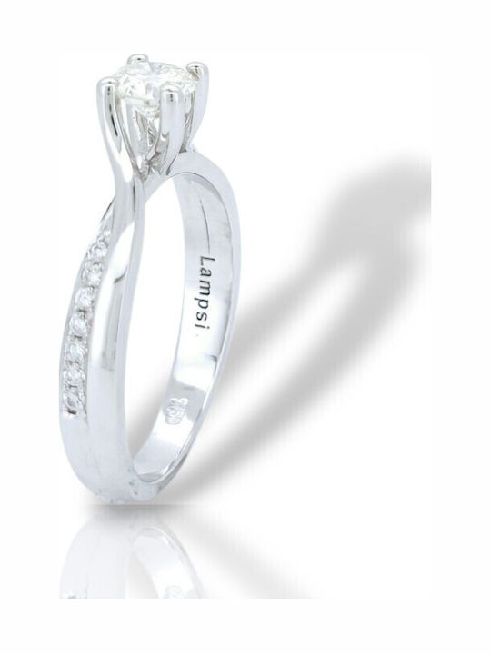 Mentzos Single Stone Ring In 18K White Gold With Diamond