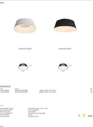 VK Lighting White LED Pendant Ceiling Light with Warm White Light