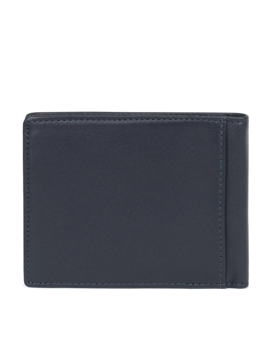 Leather Men's Wallet with RFID Blue