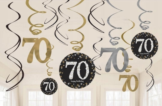 Swirls Decoration 70th Birthday Garland 12pcs