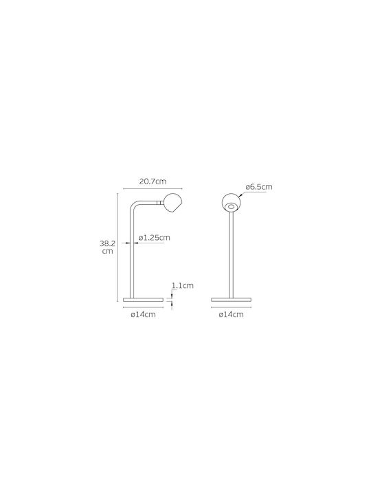 Metallisches Tischlampen LED mit Schwarzem Hut und Basis