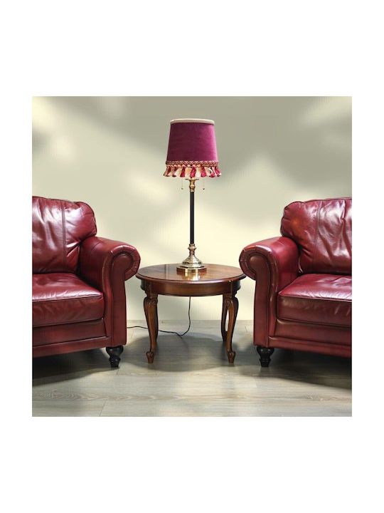 Oxygen Velvet Table Lamp for E27 Fitting with Red Shade and Gold Base