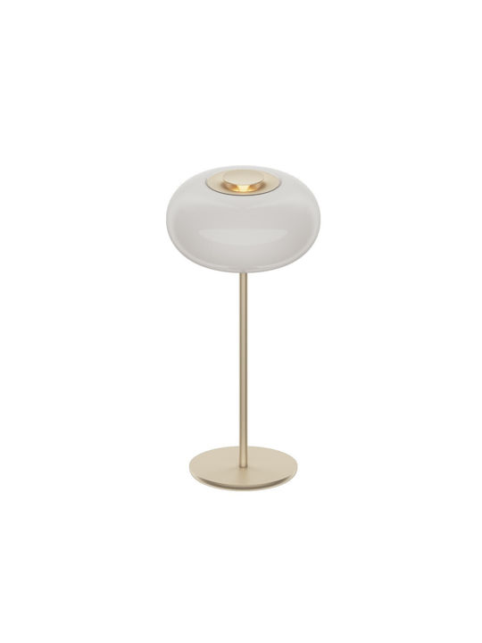 Glas Tischlampe mit Weißem Hut und Goldener Basis