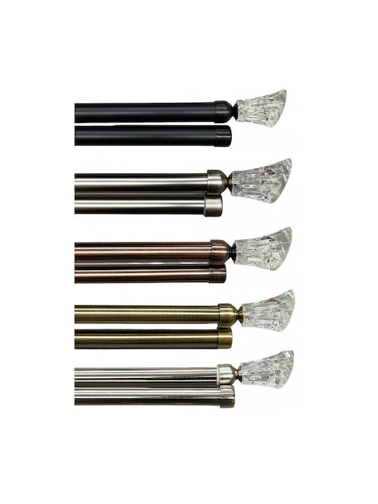 To megalo pazari Extendable Metallic Single Curtain Pole Φ28mm 160-300cm Bronze